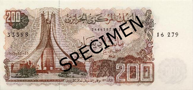 Bankovka alžírsky dinár