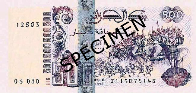Bankovka alžírsky dinár