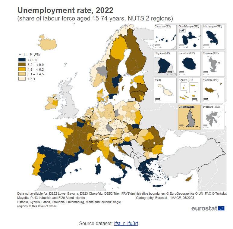 Nezamestnanosť v EU v roku 2022